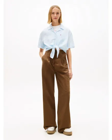 Chemise Femme TJW TIE FRONT LINEN SHIRT Bleu