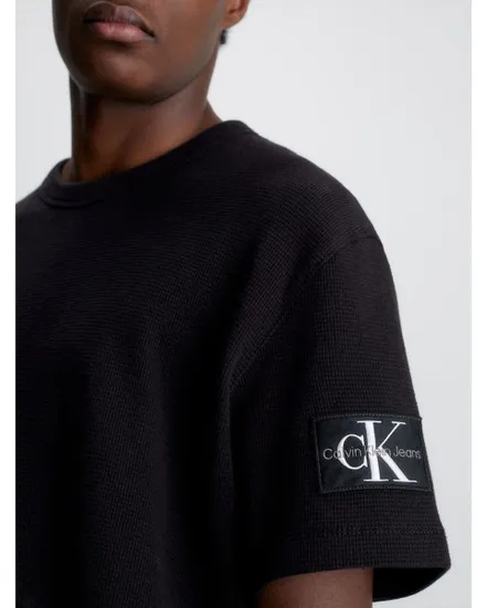 T-shirt Homme Calvin klein BADGE WAFFLE TEE Noir WAS - Ref J30J323489-BEH