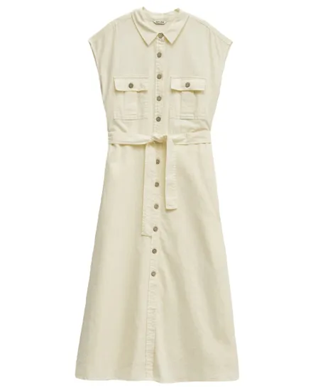 Robe Chemise Femme Sans Manches Boutons Naturels