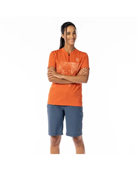 Maillot manches courtes Femme TRAIL FLOW ZIP Orange