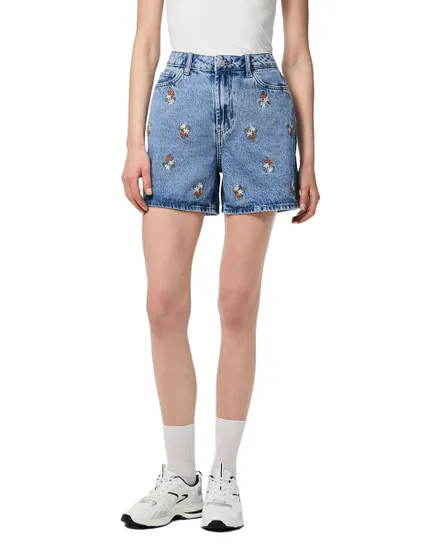 Short Jean Femme Broderie Florale
