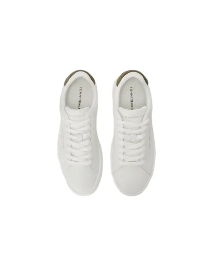 Chaussures Homme TH COURT LTH DETAIL ESS Écru/Vert Olive