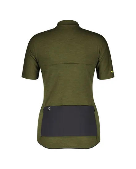 Maillot manches courtes Femme GRAVEL MERINO Vert Sapin/Jaune