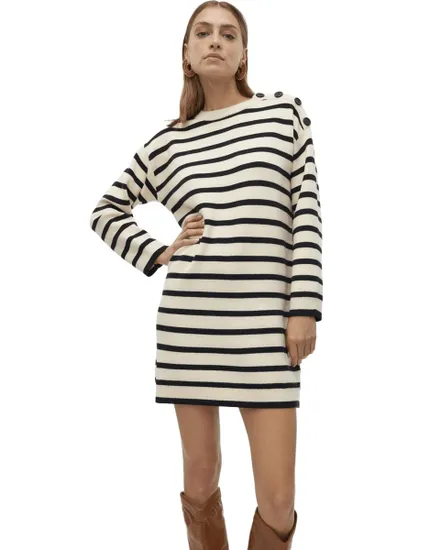 Robe Tricotée Femme VMSABA LS O Neck Button