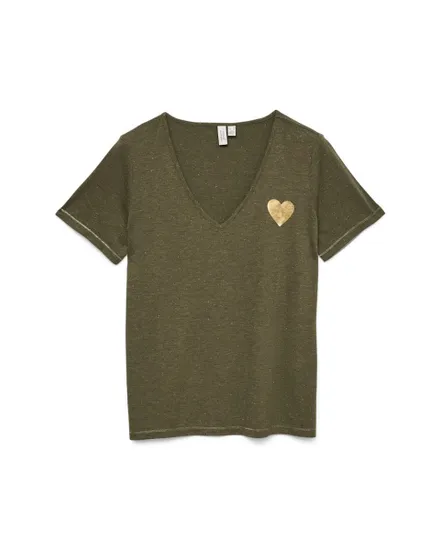 T-shirt Femme VMJATINKA S/S V-NECK TOP JRS BTQ Vert