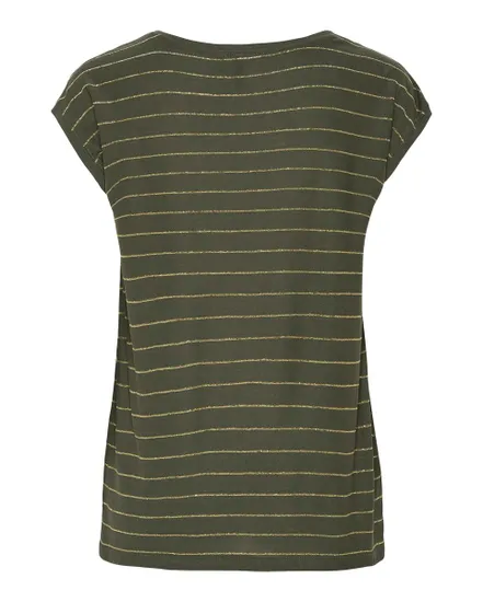T-shirt manches courtes Femme PCBILLO TEE LUREX STRIPES NOOS BC Vert