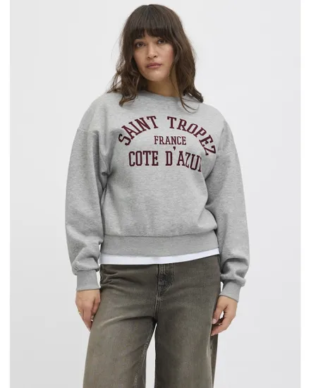 Sweat Femme JXMERLE RLX SHORT LS CREW SWT LN Gris