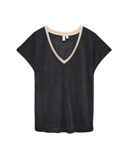 T-shirt col V Femme VMGITA S/S TOP JRS BTQ Noir