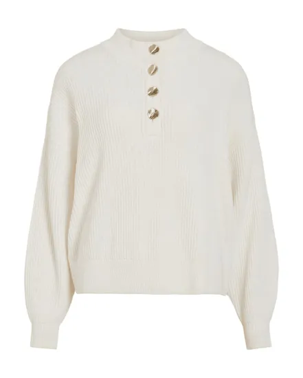 Pull col rond Femme VICHING CREW NECK L/S KNIT TOP NOOS Écru