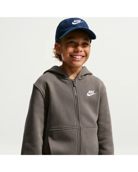 Sweat zip à capuche Garçon K NSW CLUB FLC HD FZ LS LBR Marron