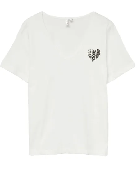 T-shirt col V Femme VMFLORITA S/S V-NECK T-SHIRT JRS BTQ Blanc