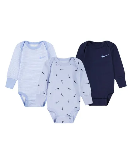 Lot 3 bodies Bébé NKN BABY ESSENTIALS 3PK LS BS Bleu