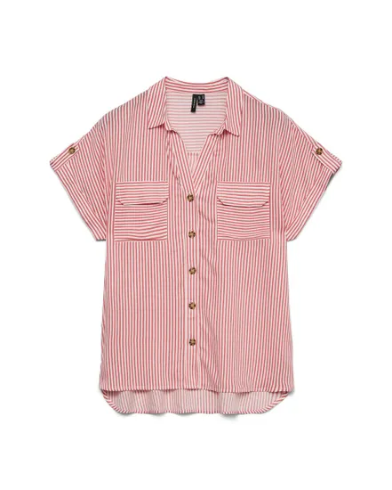 Chemise Femme VMBUMPY SS SHIRT WVN GA NOOS Rose