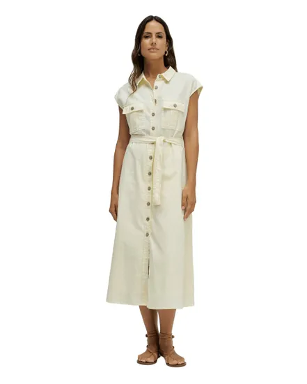Robe Chemise Femme Sans Manches Boutons Naturels