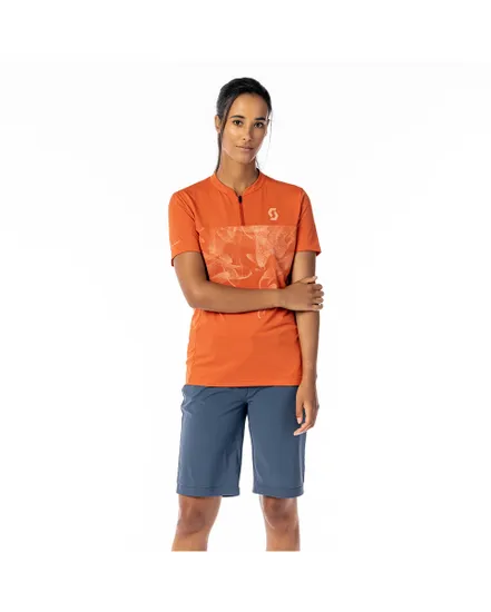 Maillot manches courtes Femme TRAIL FLOW ZIP Orange