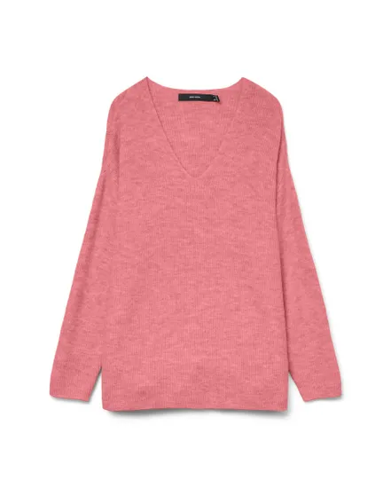 Pull Femme VMCREWLEFILE LS V-NECK BLOUSE NOOS Rose