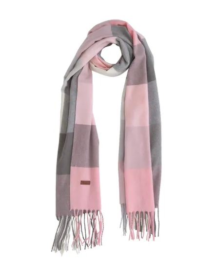 Echarpe Femme A FRANGES MOTIF GRANDS CARREAUX Rose
