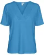 T-shirt col V Femme VMKERSEY S/S T-SHIRT JRS BTQ Bleu