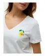 T-shirt col V Femme VMBITONA S/S V-NECK T-SHIRT JRS BTQ Blanc
