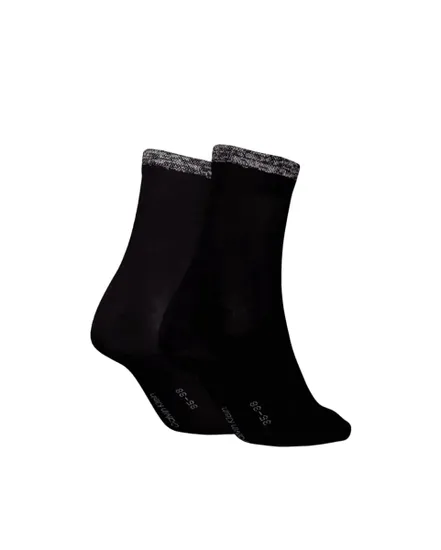 Lot de 2 paires de chaussettes Femme CK WOMEN SHORT SOCK 2P SHINY LOGO Noir