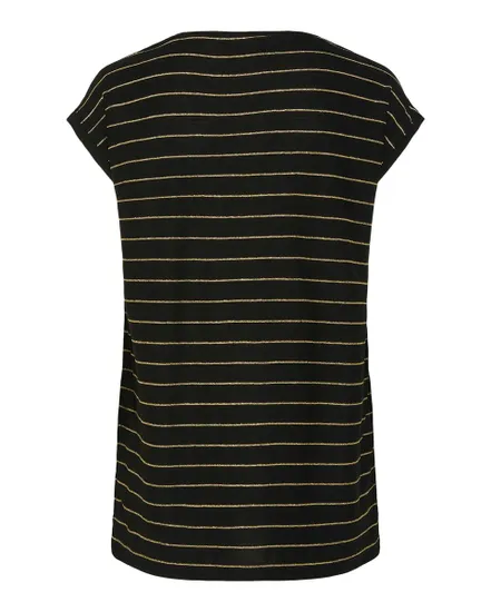 T-shirt manches courtes Femme PCBILLO TEE LUREX STRIPES NOOS BC Noir