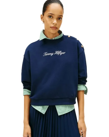 Pull Femme Gold Btn Script Terr