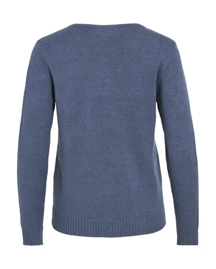 Pull col V Femme VIRIL V-NECK L/S KNIT TOP NOOS Bleu Indigo