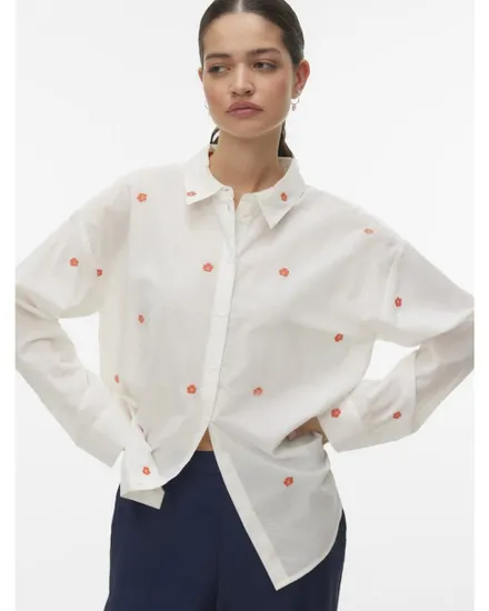 Chemise Femme VMODONA LS SHIRT WVN NOOS Blanc