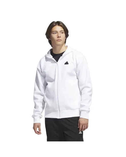 Sweat zip à capuche manches longues Unisexe M FI BOS FZ Blanc