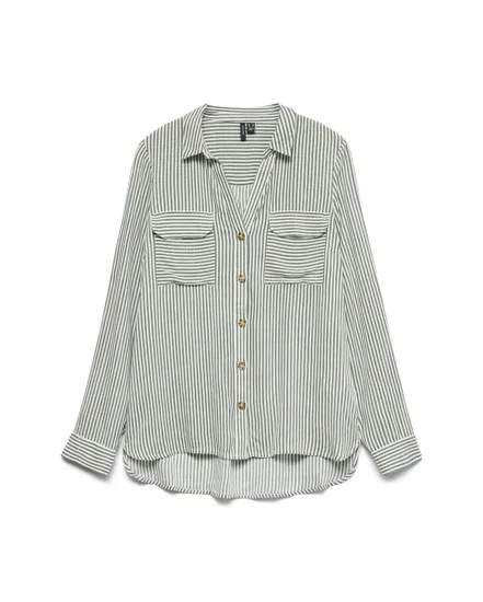 Chemisier Femme VMBUMPY L/S SHIRT NEW WVN GA NOOS Vert Rayé