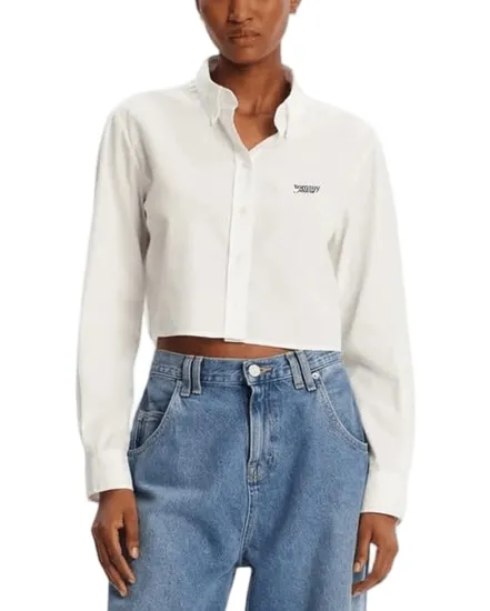 Chemisier Femme REG CROP STRIPE POPLIN SHIRT Écru