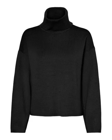 Pull manches longues Femme VMGOLD NEEDLE WIDE LS ROLLNECK BLOUSE Noir