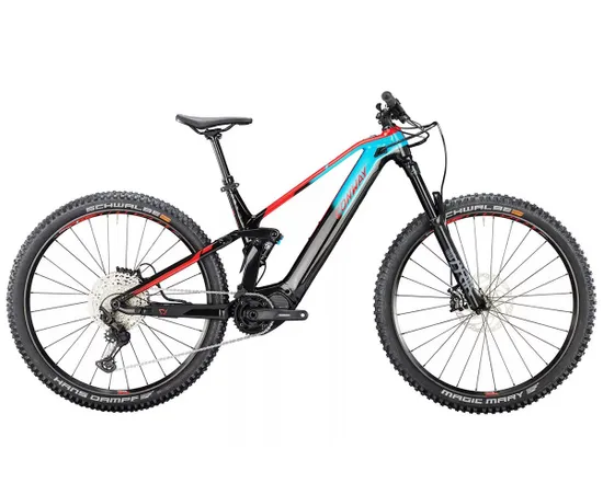 VTT électrique tout suspendu Homme EWME 4.9 Turquoise/Rouge/Noir