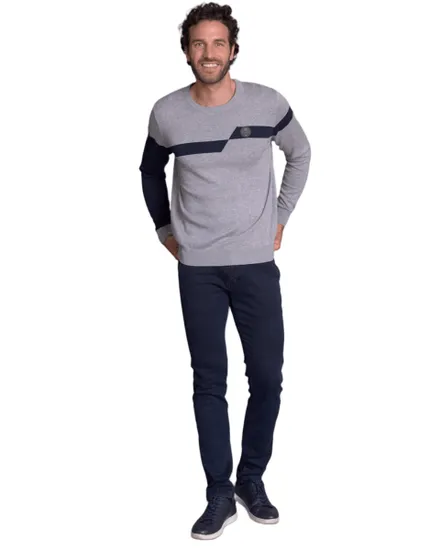 Pull col rond Homme TURINI Gris Clair Chiné