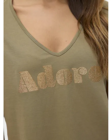 T-shirt col V Femme VMFADORA S/S V-NECK T-SHIRT JRS BTQ GA Vert