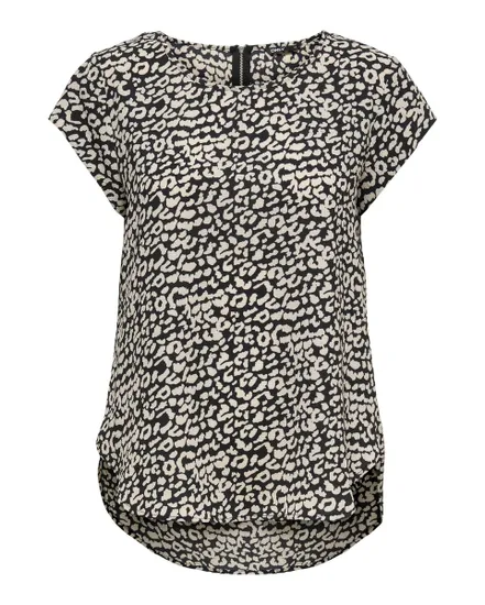 Top Manches Courtes Femme ONLVIC SS AOP TOP NOOS WVN Noir