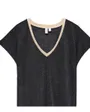 T-shirt col V Femme VMGITA S/S TOP JRS BTQ Noir