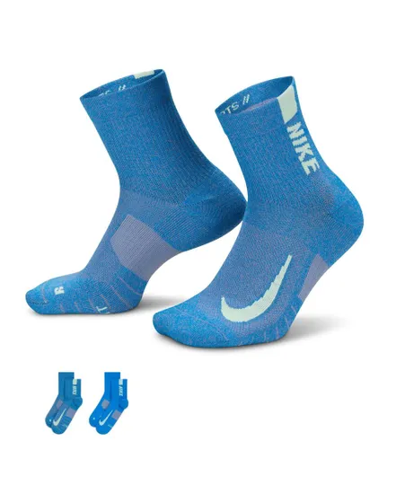 Lot de 2 paires de chaussettes Unisexe U NK MLTPLIER ANKLE 2PR - 144 Bleu