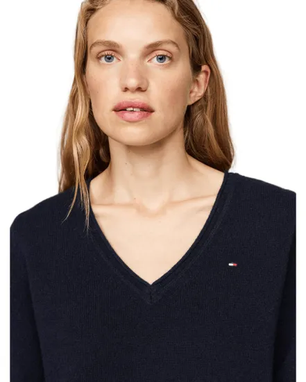 Pull col V Femme SOFT WOOL V-NK SWEAT Bleu Marine