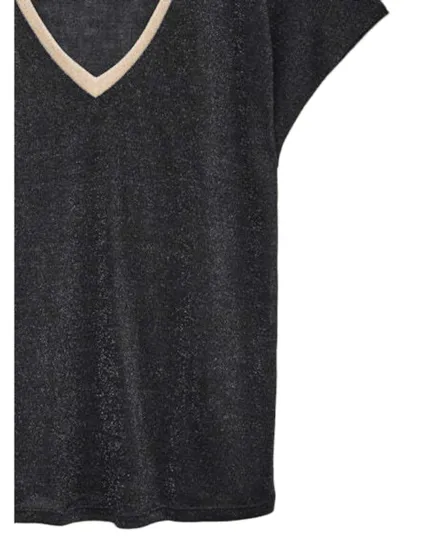 T-shirt col V Femme VMGITA S/S TOP JRS BTQ Noir