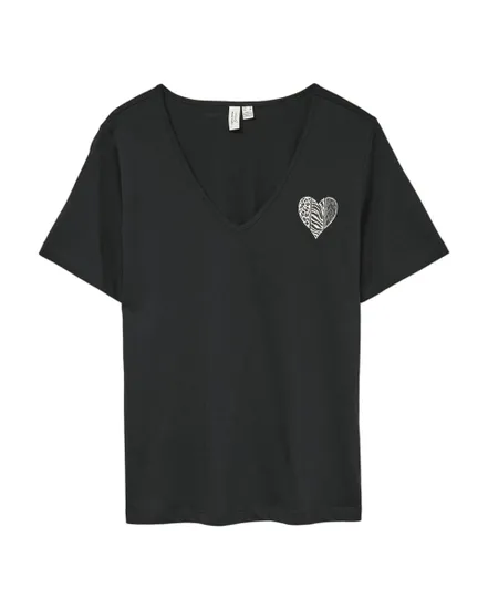 T-shirt col V Femme VMFLORITA S/S V-NECK T-SHIRT JRS BTQ Noir