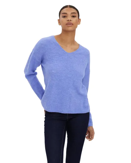 Blouse Femme VMCREWLEFILE LS V-NECK BLOUSE NOOS