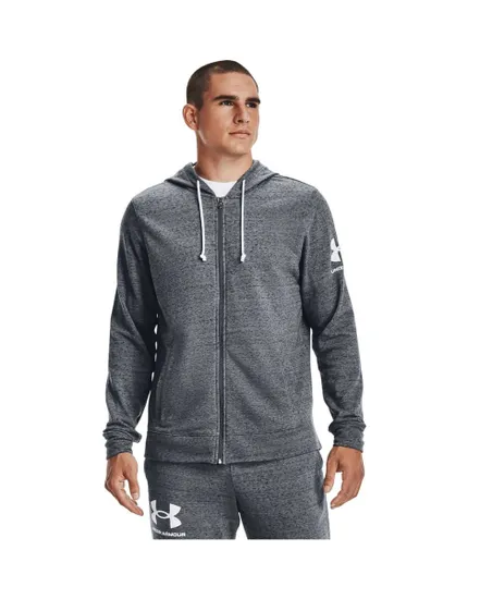 Sweat à capuche Homme UA RIVAL TERRY FZ HD Gris