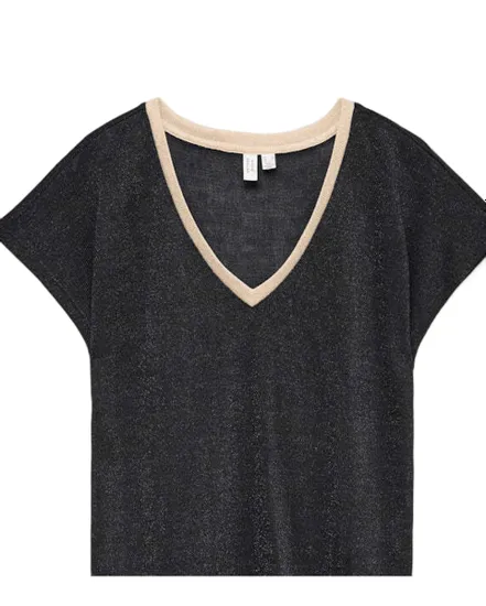 T-shirt col V Femme VMGITA S/S TOP JRS BTQ Noir