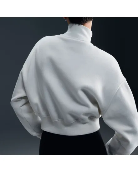 Sweat zip Femme W NSW PHNX FLC QZ CROP Blanc