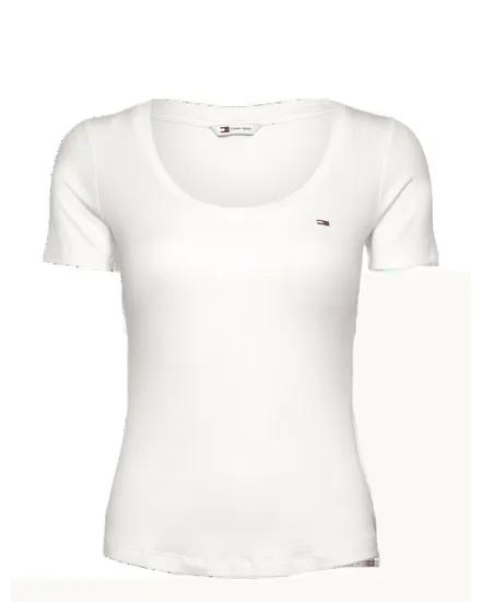 T-shirt col V Femme REG SOFT RIB ESSENTIAL SS Écru