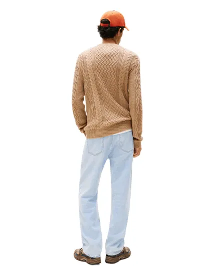 Pull col rond Homme SLM BADGE CABLE KNIT SWEATER Taupe