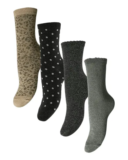 Lot de 4 paires de chaussettes Femme SEBBY GLITTER LONG 4-PACK MIX Multicolore