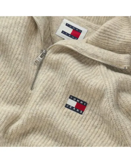 Pull col zip Homme TJM REG 1/4 ZIP RAGL Beige