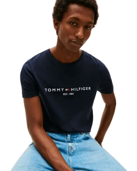 T-shirt col rond Homme CORE TOMMY LOGO TEE Bleu Marine